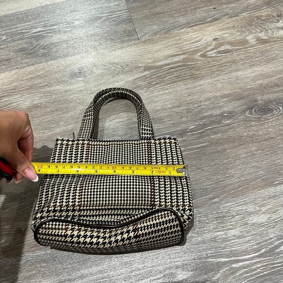 Ralph Lauren Check Pattern Mini Purse Tote Vintage Brown - Picture 4 of 6